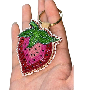 Multicolor Glass Seed Bead Embroidery Keyring Handmade Gift Item Boho Style Handmade Glass Bead Embroidery <b>Key</b> <b>Chain</b> for Women - Product Image 4