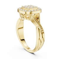 Bague de fiançailles en or jaune avec halo carré pour femme, bijoux de luxe pour mariage, cadeau de promesse