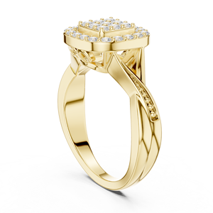 Bague de fiançailles en or jaune avec halo carré pour femme, bijoux de luxe pour mariage, cadeau de promesse - Product Image 2