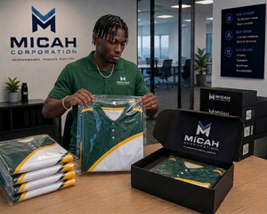 เสื้อเชิ้ตผู้ชายทรงปกติจาก Micah Corporation ระบายอากาศได้ดี พิมพ์ลายแบบ Heat-Transfer ผ้าถัก ป้องกันรอยยับ แห้งเร็ว เหมาะสำหรับกอล์ฟ ลายเรขาคณิต - Product Image 3