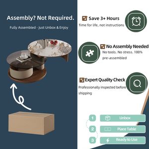 Juego de Mesa de Centro Redonda de Madera con Ruedas Giratorias y Espacio de Almacenamiento - Product Image 2