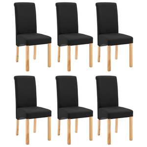 Ensemble de 6 chaises de salle à manger en tissu noir avec structure en bois, taille standard - Product Image 2