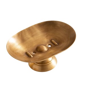 Elegant Solid Brass <b>Soap</b> <b>Dish</b> <b>Holder</b> Modern Eco-Friendly Natural Finish Bathroom Accessory Oval Shape Drainage Design Hotel Home - Product Image 3