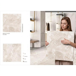 Azulejos de Porcelana Pulida de Alto Brillo Guangzhou Foshan Breccia Silver 1000x1000mm para Interiores - Product Image 1