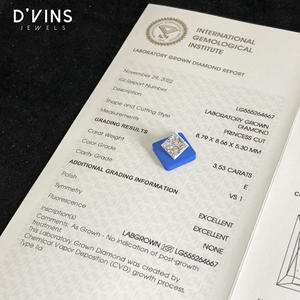 Diamante Blanco Cultivado en Laboratorio de Corte Princesa de 3.98ct de D'Vins Jewels para la Elaboración de Joyas - Product Image 2