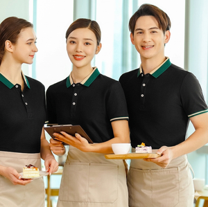 Vêtements de travail d'été pour serveurs, t-shirt à manches courtes imprimé pour la restauration, hôtel, restaurant, personnel de barbecue - Product Image 3