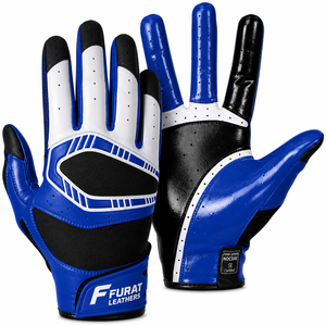 FURAT LEATHERS Full Finger <b>Gloves</b> White Black Sublimation Print Non Slip Hook And Loop Closure Unisex Outdoor Use - Product Image 3