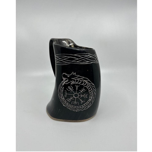 Mug en corne artisanal éco-responsable, design viking gravé, couleur naturelle, origine indienne, pour hommes et femmes - Product Image 5