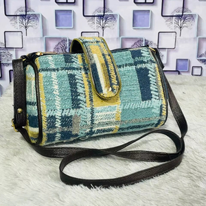 Bolso Bandolera de Lona Jacquard para Mujer, Diseño Geométrico a Cuadros, con Correa de Cuero PU, Moda 2026 - Product Image 1