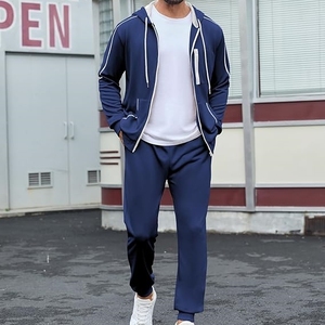 ชุดเซ็ทวอร์มผู้ชาย 2 ชิ้น ผ้าฝ้าย 100% ไซส์ใหญ่พิเศษ สำหรับฤดูหนาว เสื้อฮู้ดซิปเต็มตัว กางเกงจ็อกเกอร์ ชุดกีฬา ชุดออกกำลังกาย คุณภาพสูง - Product Image 3