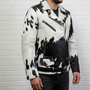 Chaqueta de cuero genuino de piel de vaca negra personalizada de alta calidad para hombre, chaqueta de cuero elegante y a la moda para hombre - Product Image 5