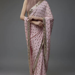 Sari de Georgette con Diseño Exclusivo, Blusa Elegante, Moderna y Estilosa, Última Moda India, para Fiestas, Bodas, Uso Casual, para Mujer - Product Image 1