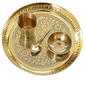 Collection de vaisselle décorative en laiton, service de table traditionnel indien Thali, ensemble d'assiettes, de bols et de cuillères en gros pour la maison et l'hôtel - Product Image 5