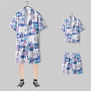 ชุดชายหาดลำลองสำหรับผู้ชาย เสื้อเชิ้ตลายดอกไม้ กางเกงขาสั้น ชุดสองชิ้น สำหรับวันหยุดพักผ่อนช่วงฤดูร้อน เนื้อผ้าบางเบา ใส่สบาย - Product Image 2