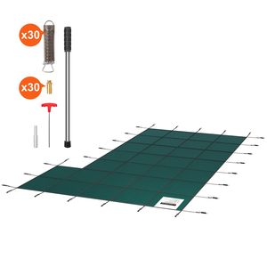 Copertura di Sicurezza Invernale Rettangolare per Piscina 20 ft X 38 ft in PVC con Rete ad Alta Resistenza in PP, con Gradino Destro e Tripla Cucitura per Piscine Fuori Terra - Product Image 1