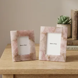 Inlay Polished Handmade Stone Photo <b>Frame</b> Square Tabletop Decor Marble Agate quartz Modern Home Display - Product Image 4