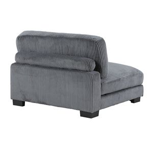 Moderna Sedia Senza Braccioli in Tessuto Corduroy Grigio con Cuscino Abbinato e Telaio in Compensato per Arredamento Modulare del Soggiorno - Product Image 4