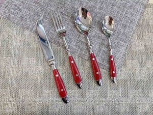 European Style 3pcs <b>Flatware</b> Set Green Texured Resin Handle Cutlery Set For Wedding Dinnerware Tableware Kitchenware Utensil - Product Image 4