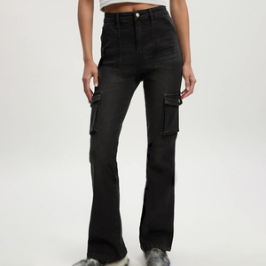 Jeans évasés ajustés pour femmes, coupe décontractée, pantalons en denim évasés, qualité export, fournisseur d'usine - Product Image 1
