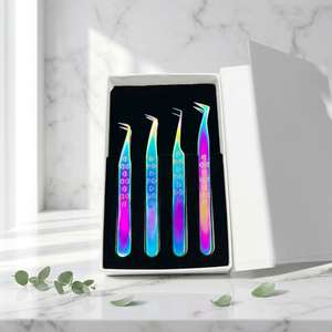 Kit de pinces à cils multi-plasma à pointe fine et angulaire pour extensions de cils classiques, volume et applications professionnelles en salon - Product Image 4