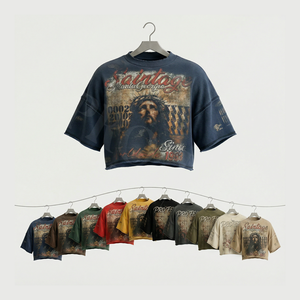 T-shirt Homme Hip Hop Streetwear Personnalisé Décontracté d'Été en Polaire Respirant Coupe Ample Col Rond Effet Vieilli Ourlet Brut Épaules Tombantes - Product Image 1