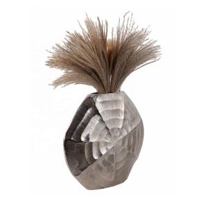 Vase en aluminium métallique, style côtier glamour, motif coquillage festonné, pour salon et bureau, vase décoratif pour fleurs, accessoires de décoration intérieure - Product Image 2