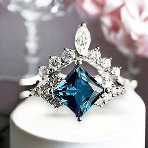 Anillo de topacio azul de Londres, plata de ley 925, piedra de nacimiento de diciembre, joyería elegante, regalo para mujer - Product Image 1