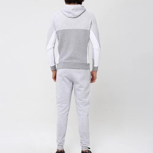 Ensemble sweat-shirt à capuche et pantalon de jogging pour homme, couleurs contrastées, tricoté, 100% coton, vêtements d'automne décontractés - Product Image 2