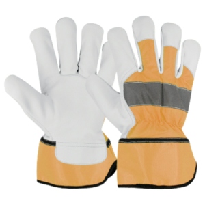 Gants de travail robustes en cuir de chèvre et coton pour échelleurs canadiens, anti-vibrations, pour la construction industrielle - Product Image 4