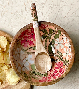 Bol en bois imprimé émail, design fantaisie avec motif feuille de palmier noir, dernier bol de service en bois pour la décoration intérieure - Product Image 5