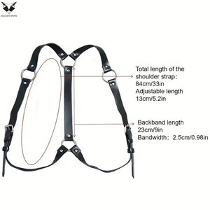 2026 Urban Punk Black Leather <b>Harness</b> for <b>Men</b> Adjustable Shoulder Straps With Metal Rings Techwear Inspired Body Accessory - Product Image 4