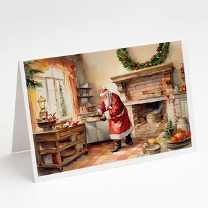 Whimsical A7 Size <b>5x7</b> Blank Note Cards Pack of 8 Cookies with Santa Claus Greeting Cards with <b>Envelopes</b> - Product Image 1