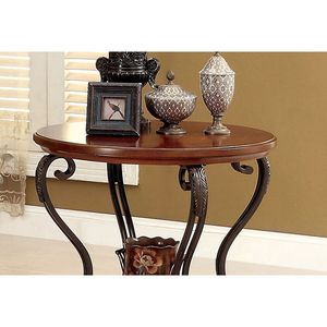 Ornate Design 1pc Traditional Style <b>Brown</b> Cherry Console <b>Table</b> with Open Bottom Shelf for Living Room Furniture - Product Image 4