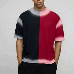 เสื้อยืดยูนิเซ็กส์ผู้ชาย ลายไล่สีครึ่งซีก ทรงโอเวอร์ไซส์ สไตล์สตรีทลำลอง ใส่สบายๆ แฟชั่นกราฟิก สำหรับฤดูร้อน - Product Image 4