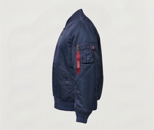 Chaqueta Bomber Azul Marino para Hombre, Cierre de Cremallera, Poliéster, Resistente al Viento, Informal, para Otoño, Cuello Camisero, Corte Regular - Product Image 4