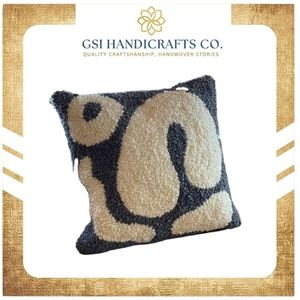 Hot Selling Tufted Square Throw <b>Pillow</b> Geometric Pattern <b>Black</b> Beige Minimalist Design Washable Decorative Cushion - Product Image 2