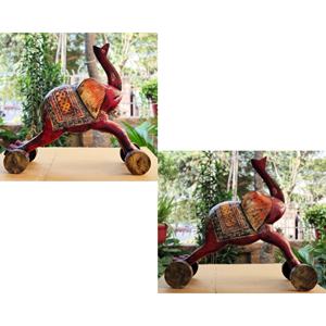 รูปปั้นช้างไม้รีไซเคิลแบบโบราณ รุ่น 1 งานประติมากรรมที่ไม่เหมือนใคร โดยร้านงานฝีมืออินเดีย - Product Image 4