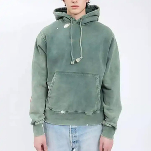Sweat à capuche pour homme, style streetwear, vintage, délavé, de haute qualité, coupe oversize, service OEM ODM, fournisseur fiable - Product Image 1