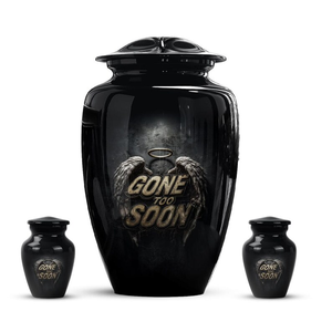 Black Aluminum Cremation Urn Glossy Memorial Keepsake <b>Casket</b> Customizable Design <b>for</b> Adult <b>Ashes</b> - Product Image 3