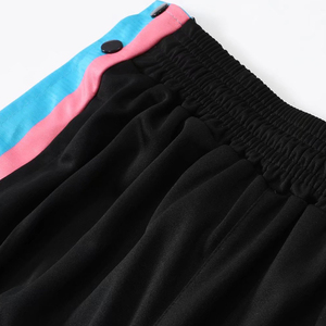 2026 Men's Black Sweatpants With Blue And Pink Side Stripes Elastic Waist Casual Joggers Breathable Knitted Pants Spring Style - Product Image 3