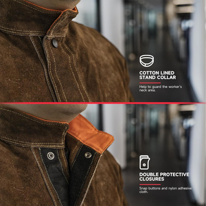 Chaqueta de Soldadura a Precio de Mayoreo, Resistente al Fuego y las Llamas, Chaqueta de Seguridad para Soldador, Ropa de Trabajo Duradera de Cuero Vacuno FR - Product Image 4