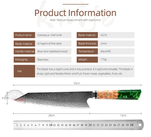 Custom Logo Damascus Steel Chef <b>Knife</b> Razor <b>Sharp</b> Wooden Handle Professional <b>Kitchen</b> <b>Knife</b> OEM ODM - Product Image 2
