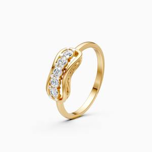 Anillo curvo con cinco diamantes cultivados en laboratorio de 0.25 quilates en oro amarillo, blanco y rosa de 9 quilates - Product Image 1