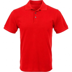 Polo rouge pour homme, manches courtes, décontracté, en coton, couleur unie, col rabattu, vêtements de sport d'été, haut de golf, vêtements de travail - Product Image 1