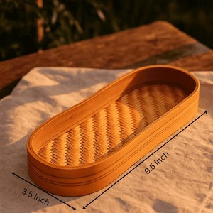 Custom Handmade <b>Large</b> Rattan Round Tray For Picnic Camp Bread Snacks <b>Storage</b> & Serving Tray At Amazing Price - Product Image 2