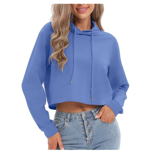 Paneles de sudadera sin ensamblar para sublimación, componentes de sudadera corta en blanco, piezas de tela para mujer, venta al por mayor OEM - Product Image 4