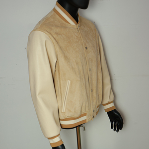 เสื้อแจ็คเก็ตเบสบอลวินเทจแบบ Letterman Varsity สำหรับผู้ชาย ตกแต่งด้วยแพทช์ปักไหมเชนีลแบบกำหนดเอง แขนหนัง - Product Image 2