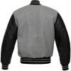 Custom <b>Men</b> Grey Wool Varsity <b>Jacket</b> with Black Leather Sleeves – Letterman Baseball <b>Jacket</b>, College Outerwear Manufacturer - Product Image 2