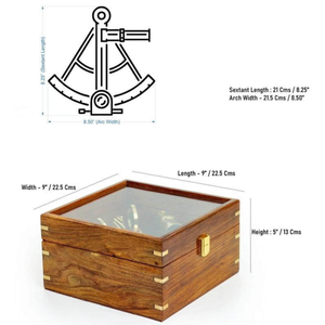 Sextant Nautique en Laiton avec Boîte en Bois, Instrument de Navigation Astronomique Maritime Pirate, Décoration Vintage, Objet de Collection - Product Image 4