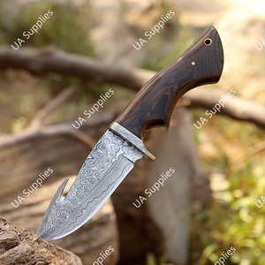 มีดล่าสัตว์เหล็กดามัสกัส ด้ามไม้แอฟริกันสีเข้ม คุณภาพสูง ขายดี OEM/ODM รับประกัน 1 ปี - Product Image 2